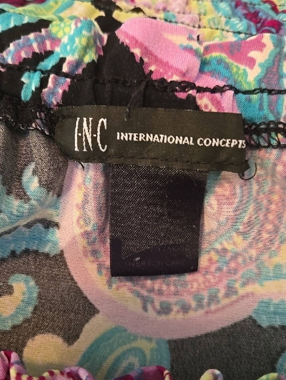 INC International Concepts Off-Shoulder Paisley Blouse in Black, Teal & Purple - Picture 6 of 6